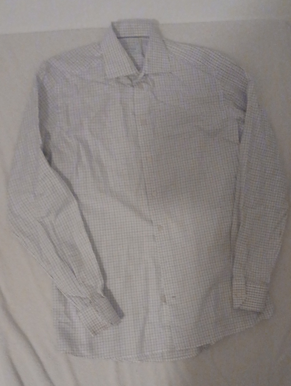 Eton White & Black Checkered Shirt Size 42 16 1/2 Neck
